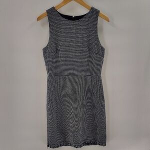 LOFT Blue Tweed Dress Size 6 Sleeveless Zip Up Back Fully Lined